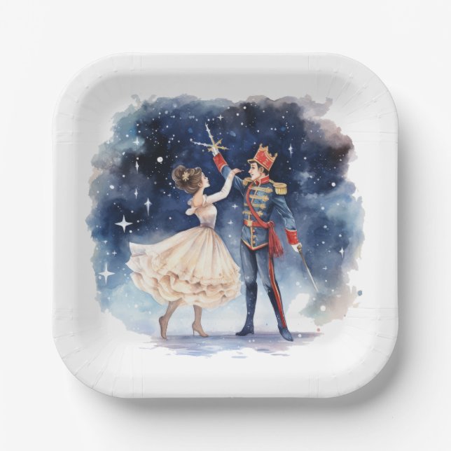 Festive Christmas nutcracker party  Paper Plates (Front)