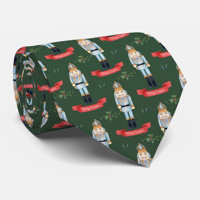 Festive Christmas nutcracker tiled pattern Neck Tie (Rolled)