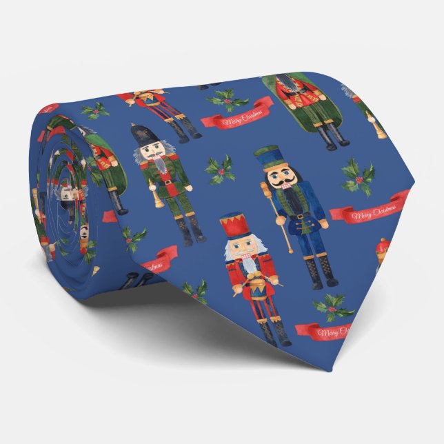 Festive Christmas nutcracker tiled pattern  Neck Tie (Rolled)
