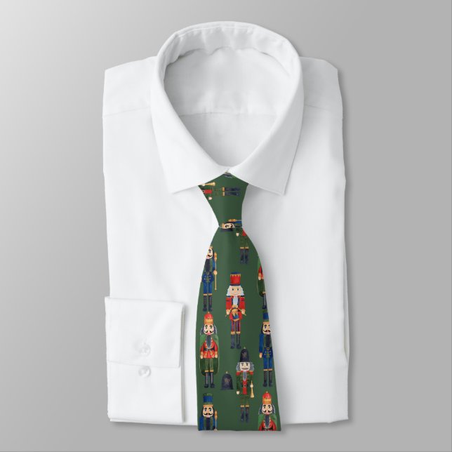 Festive Christmas nutcracker tiled pattern Neck Tie (Tied)