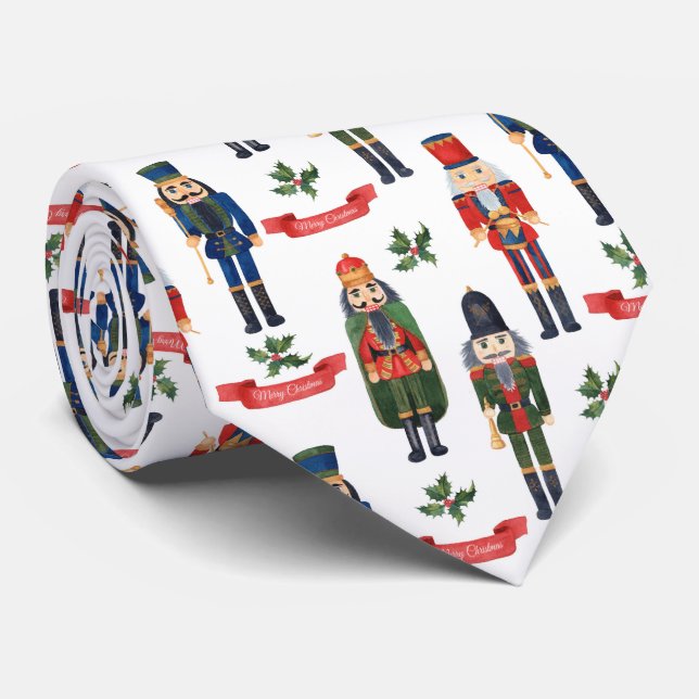 Festive Christmas nutcracker tiled pattern  Neck Tie (Rolled)