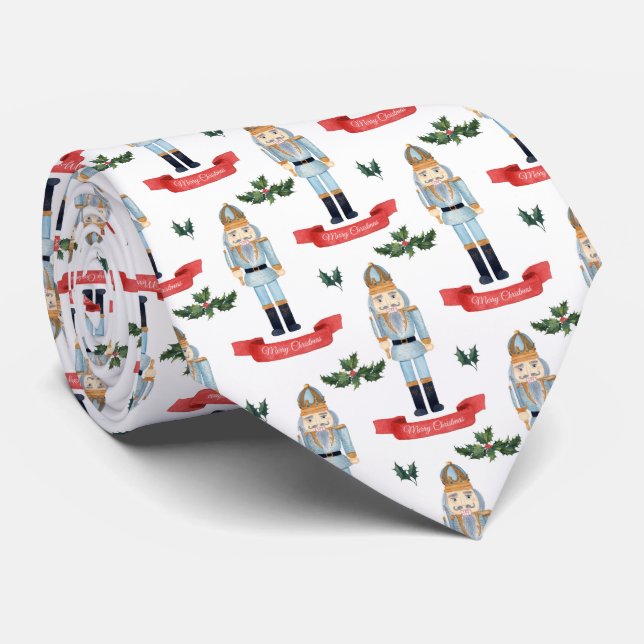 Festive Christmas nutcracker tiled pattern  Neck Tie (Rolled)