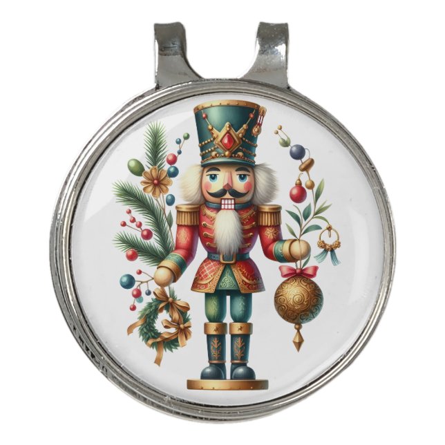 Festive Christmas Nutcrackers  Golf Hat Clip (Front)