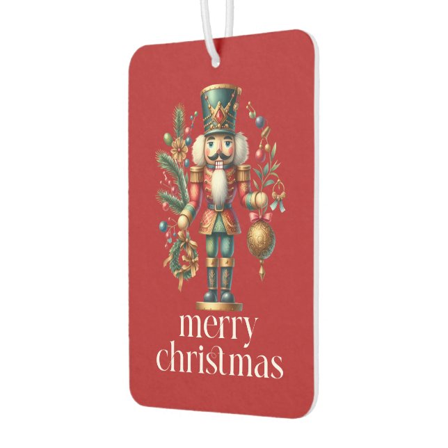 Festive Christmas Nutcrackers On Red Air Freshener (Left)
