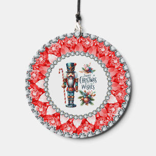 Festive Christmas Nutcrackers Red Diamonds Frame Wind Chime