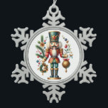 Festive Christmas Nutcrackers  Snowflake Pewter Christmas Ornament<br><div class="desc">Colorful Christmas nutcracker ornament design with holiday symbols</div>