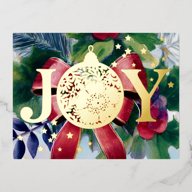 Festive Christmas Ornament Foil Holiday Post Card (Front)