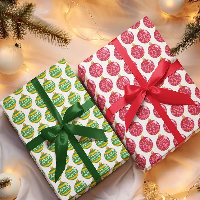 Festive Christmas Ornament Pattern Wrapping Paper Sheets (Creator Uploaded)