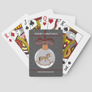 Festive Christmas Ornament with Rocking Horse Bic Poker Cards