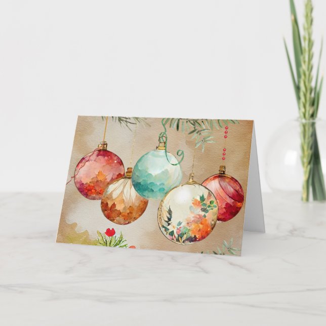 Festive Christmas Ornaments Card (Front)