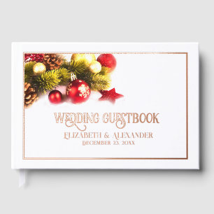 Festive Christmas Ornaments Holiday Wedding  Foil Guest Book