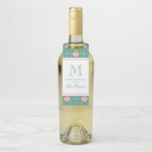 Festive Christmas Ornaments Monogram Bottle Hanger Tag