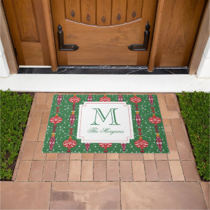 Festive Christmas Ornaments Monogram Doormat