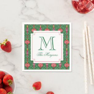 Festive Christmas Ornaments Monogram Napkins