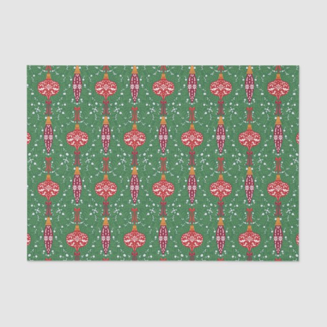Festive Christmas Ornaments Pattern Tissue Paper (Front)