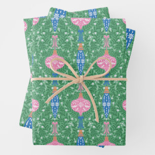 Festive Christmas Ornaments Pattern Wrapping Paper Sheets