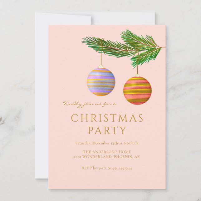 Festive Christmas Ornaments Personalized  Invitation (Front)