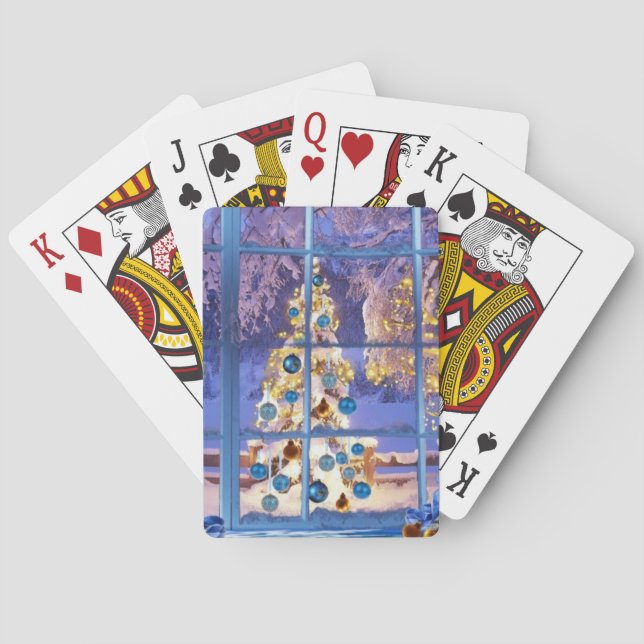 Festive Christmas Ornaments Poker Cards (Back)