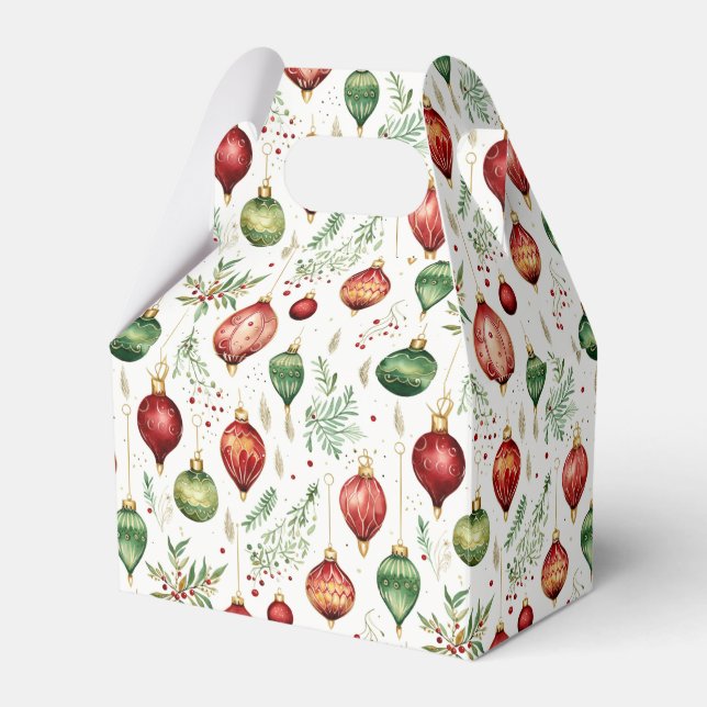 Festive Christmas Ornaments Seamless Pattern Favor Boxes (Front Side)