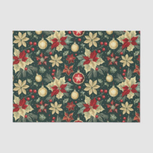 Festive Christmas Ornaments Seamless Pattern Tissue Paper
