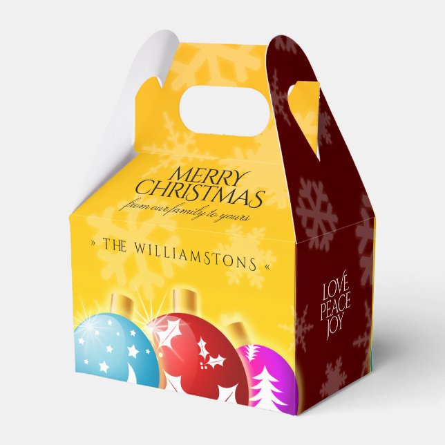 Festive Christmas Ornaments Snowflakes Red & Gold Favor Boxes (Back Side)