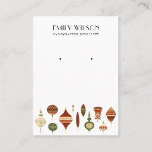 FESTIVE CHRISTMAS ORNAMENTS STUD EARRING DISPLAY BUSINESS CARD