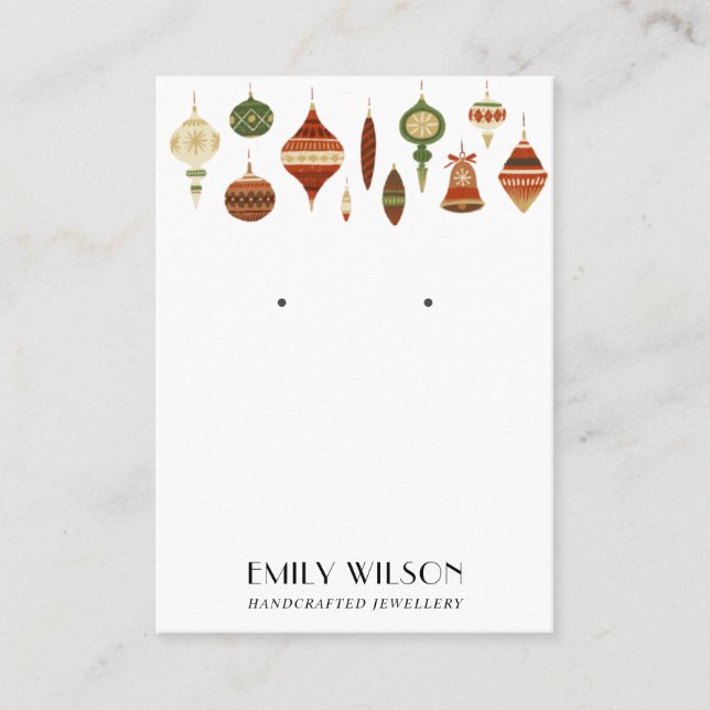 FESTIVE CHRISTMAS ORNAMENTS STUD EARRING DISPLAY BUSINESS CARD (Front)