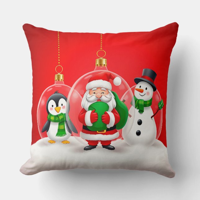 Festive Christmas Ornaments Throw Pillow (Front)