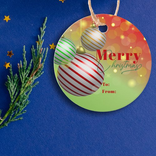 Festive Christmas Ornaments Twinkling Gold Lights Favor Tags
