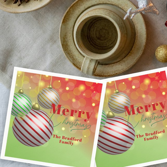 Festive Christmas Ornaments Twinkling Gold Lights Napkins (Creator Uploaded)