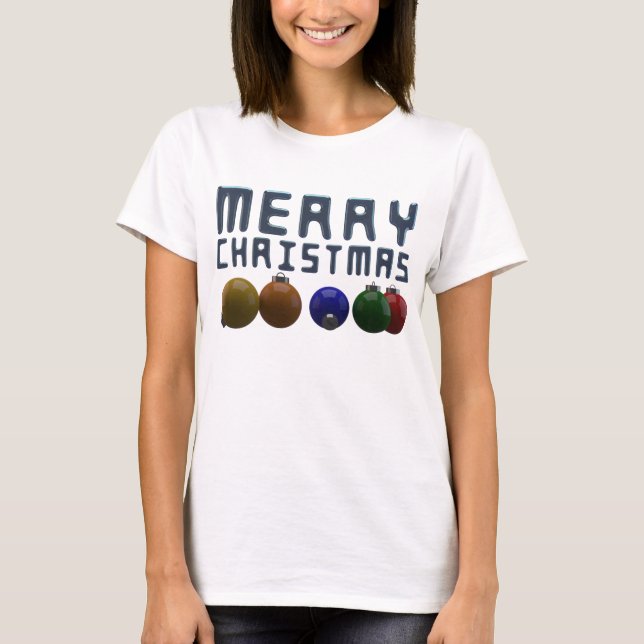 Festive Christmas Ornaments Typography Holiday T-Shirt (Front)