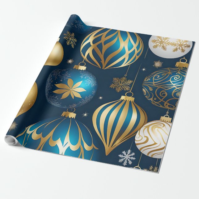 festive christmas ornaments wrapping paper (Unrolled)