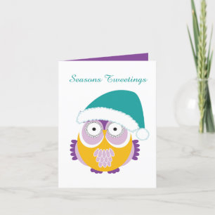 festive Christmas owl add sentiment Holiday Card