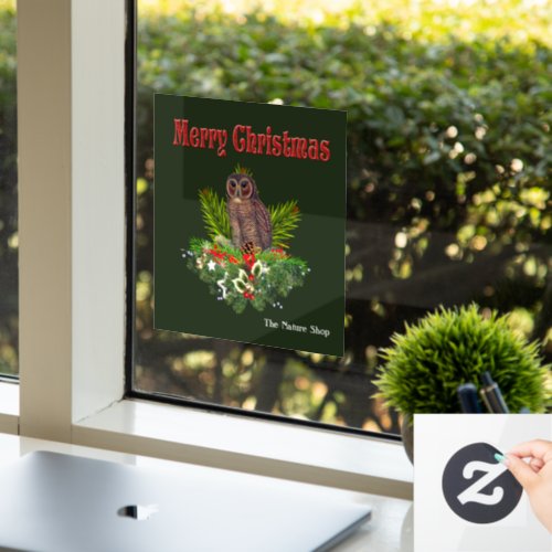 Festive Christmas Owl Nature and Wildlife Holiday Window Cling
