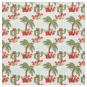 Festive Christmas palm trees cactus pattern Fabric