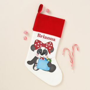 Festive Christmas panda bear add name Christmas Stocking