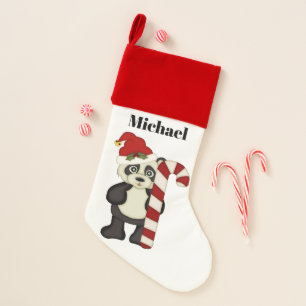 Festive Christmas panda bear add name Christmas Stocking