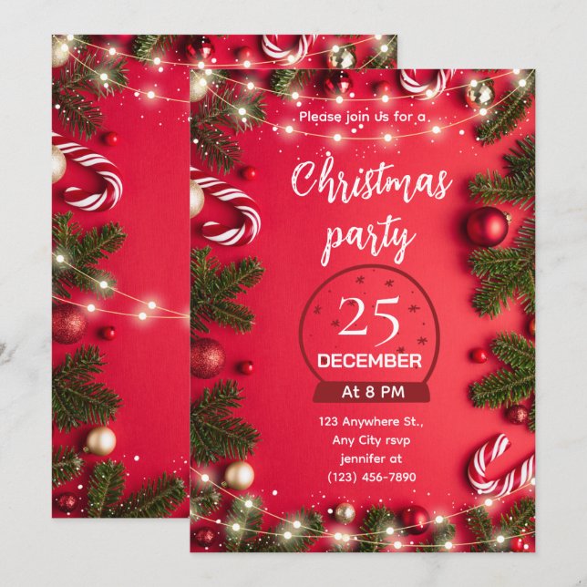 Festive Christmas Party Invitation (Front/Back)