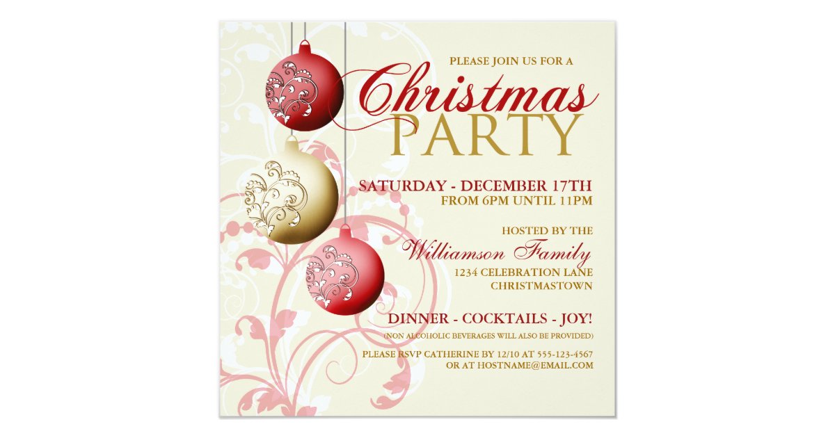 Festive Christmas Party Invitation | Zazzle.com