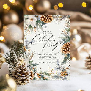Festive Christmas Party Invite Watercolor Wreath