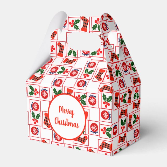 Festive Christmas pattern Favor Boxes (Front Side)