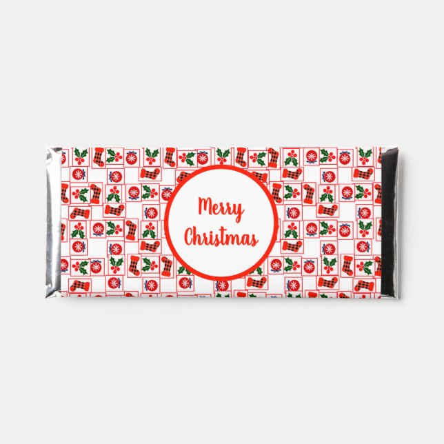 Festive Christmas pattern Hershey Bar Favors (Front)