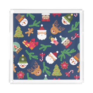 Festive Christmas pattern, holiday design. Acrylic Tray