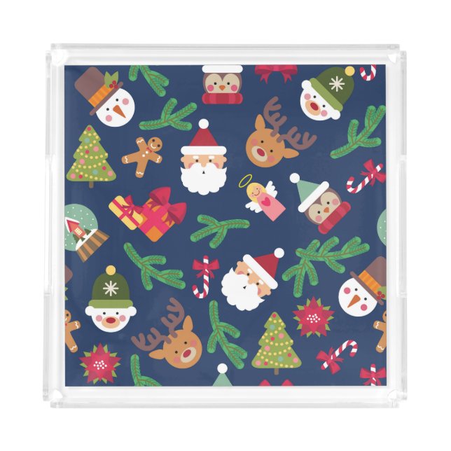 Festive Christmas pattern, holiday design. Acrylic Tray (Front)