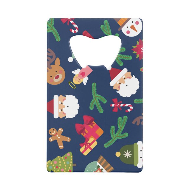 Festive Christmas pattern, holiday design. Credit Card Bottle Opener (Front)