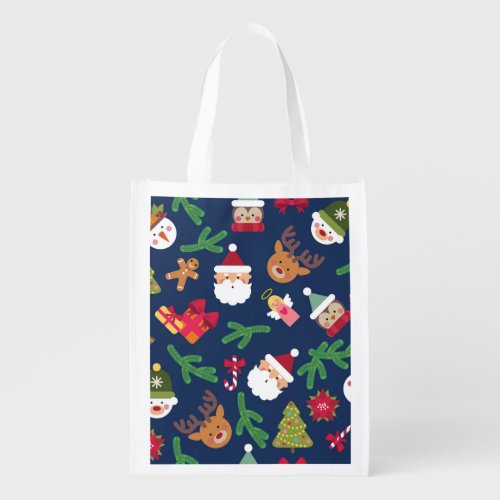 Festive Christmas pattern holiday design Grocery Bag