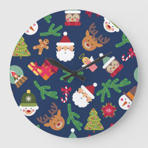 Festive Christmas pattern, holiday design. Large Clock