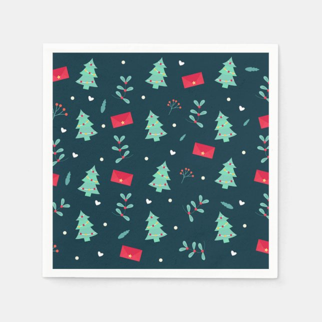 Festive Christmas Pattern in red and green Napkins (Front)