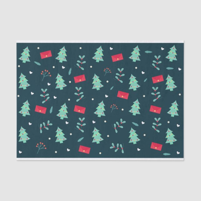 Festive Christmas Pattern in red and green Tissue Paper (Front)