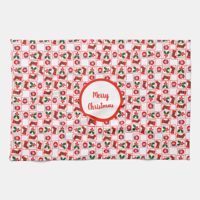 Festive Christmas pattern Kitchen Towel (Horizontal)